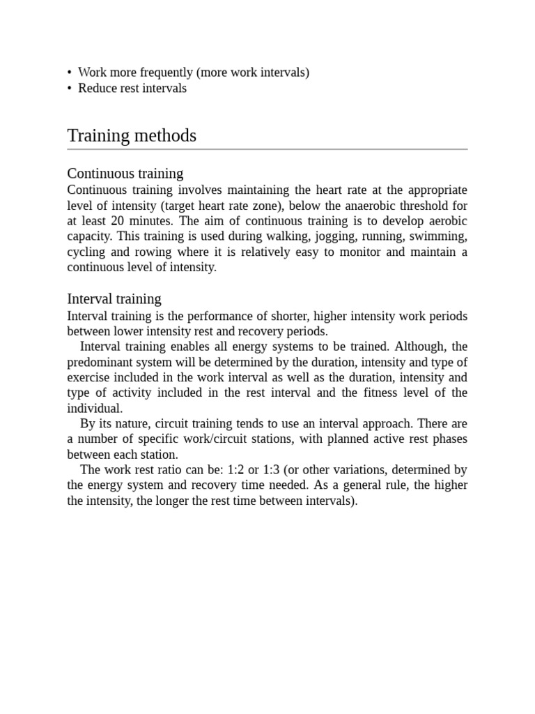 Cardiovascular Training Methods Explained | PDF | High Intensity ...
