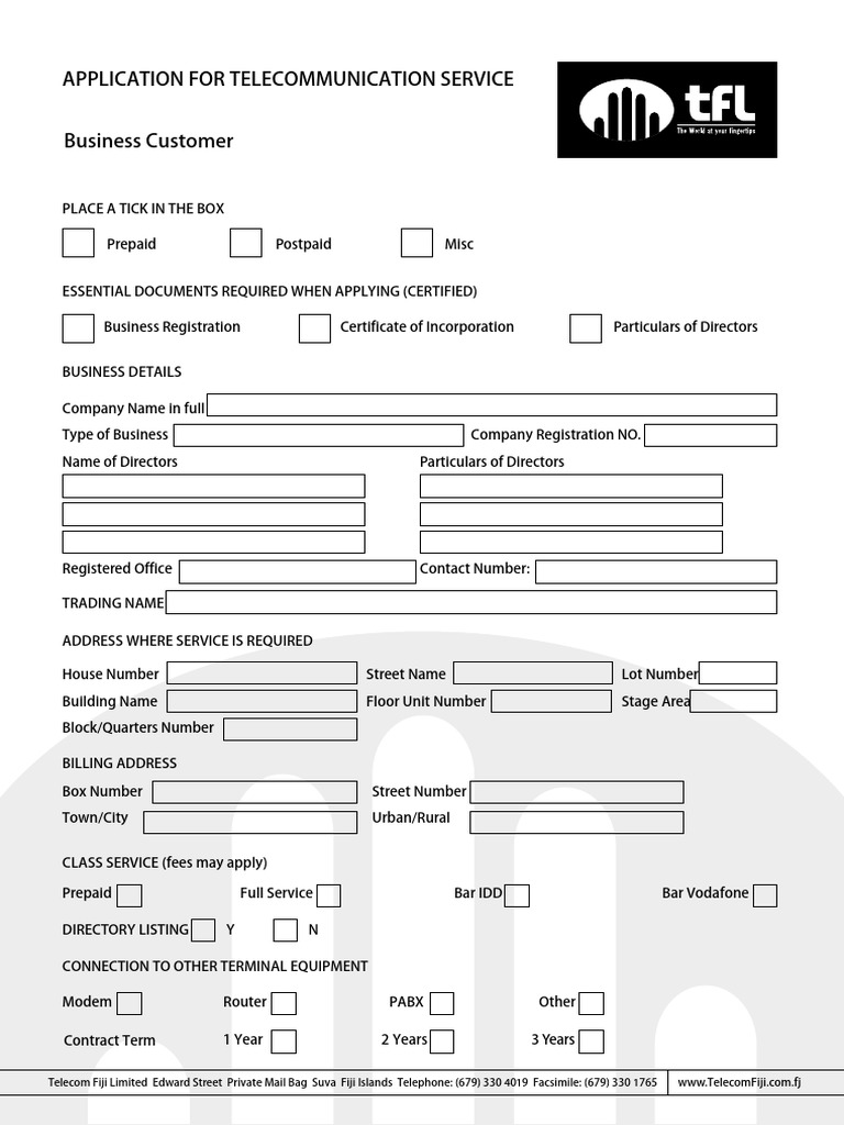 Tfl business application form pdf telephone fax