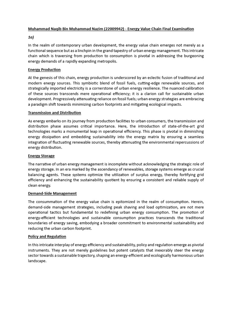 Urban Energy Value Chain Analysis | PDF | Efficient Energy Use ...