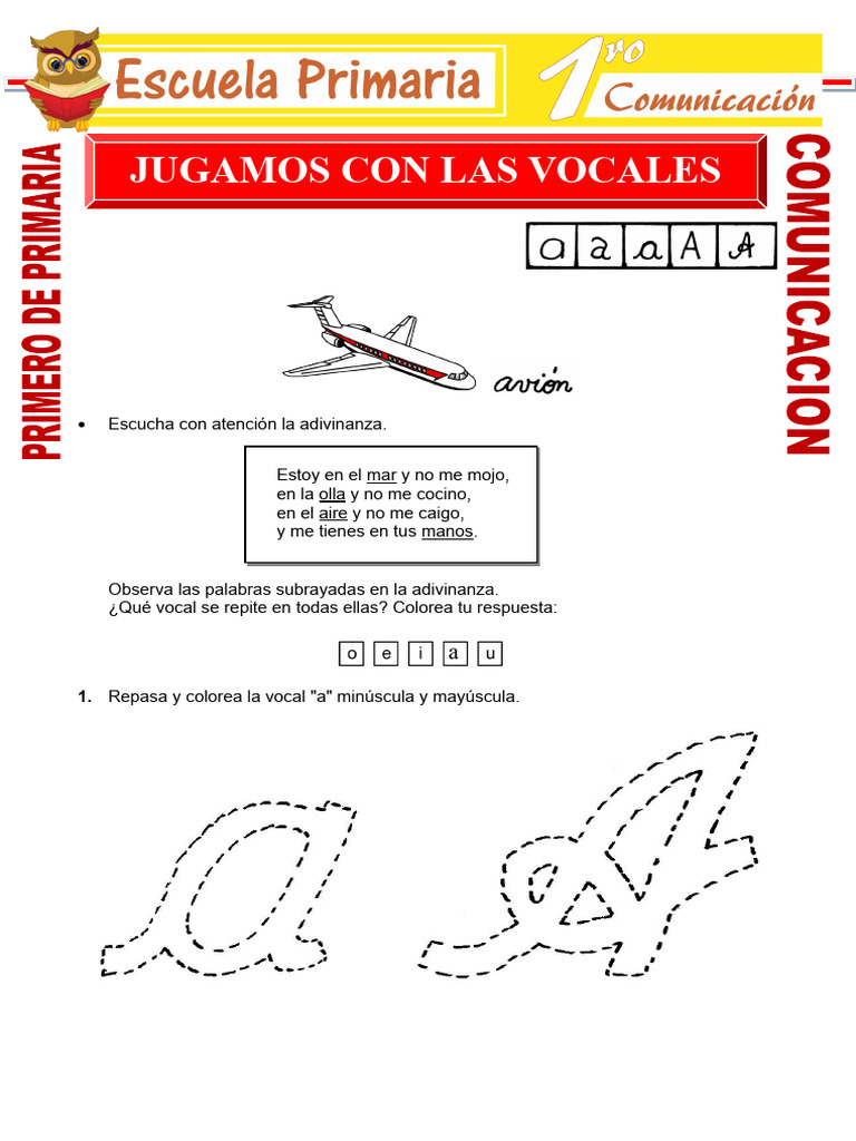 Actividades de Vocales para Primer Grado | PDF | Colación | Ortografía