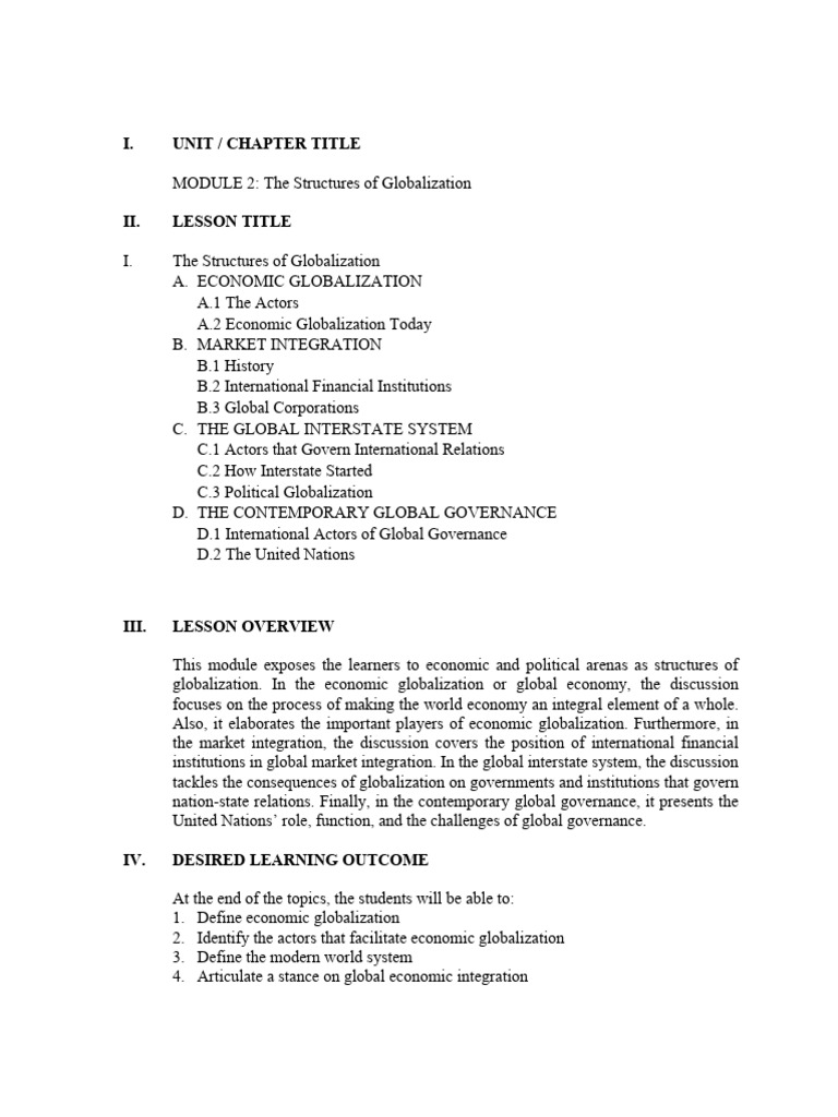 Structures of Globalization Explained | PDF | United Nations ...