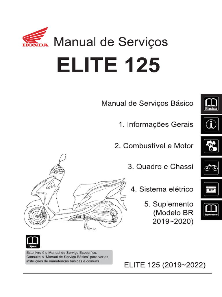 Manual de Serviço Elite 125 2019 - 2022 | PDF