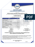 Certificado-Servicios Metal Mecanica Hnos Benites S.r.ltda