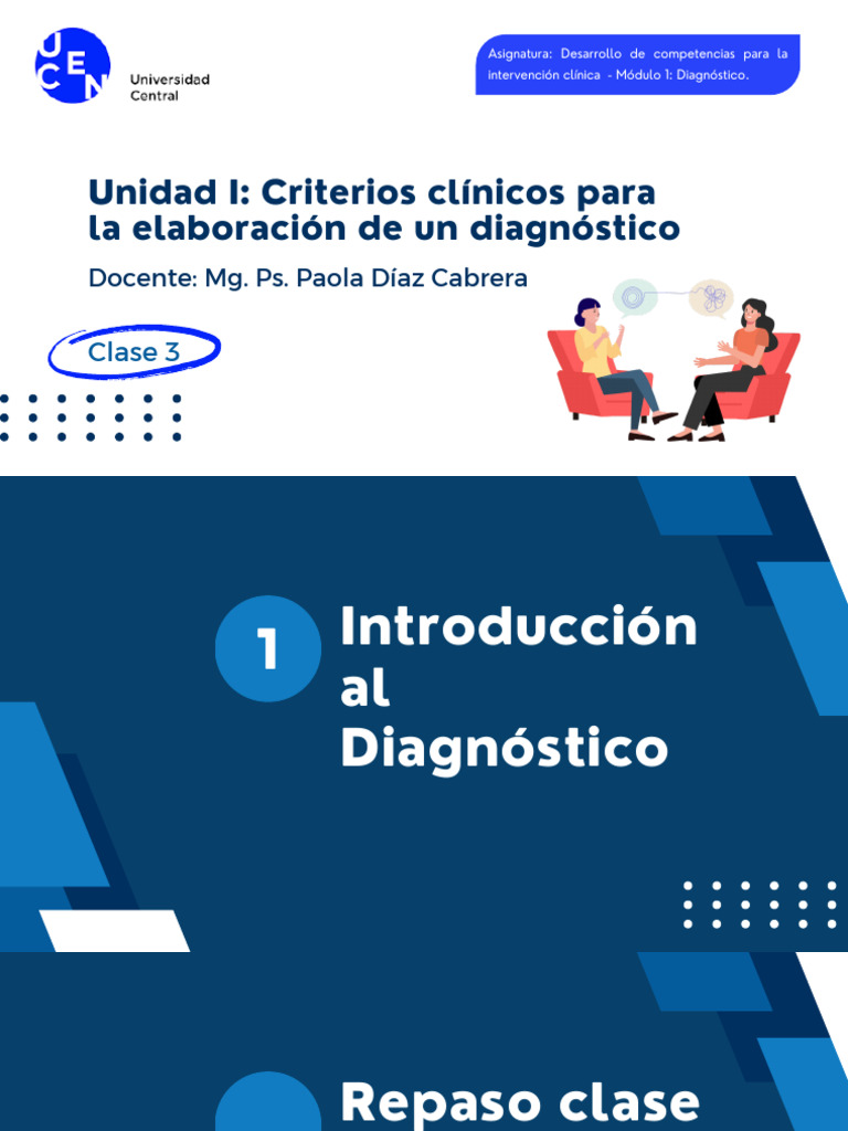 Clase 3 - Clínica Diagnóstico | PDF | Diagnostico medico | Sicología