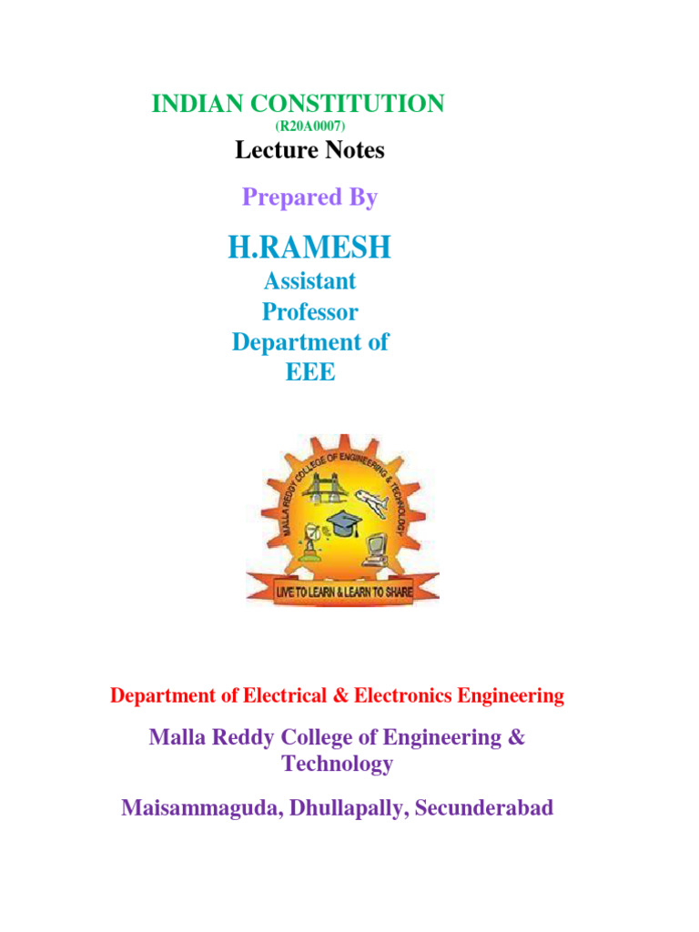 Indian Constitution Digital Notes | PDF | Constitutional Law | British Raj