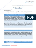 Process Worksheet Origins of Language