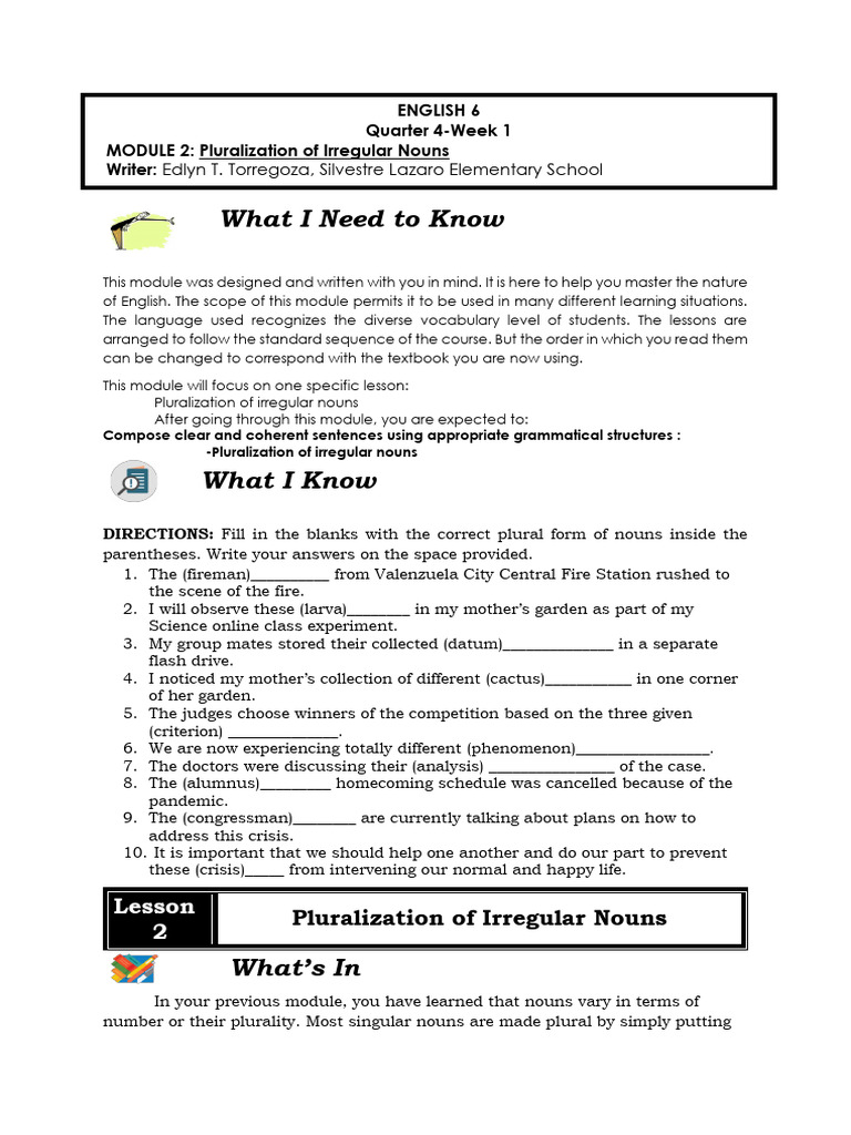 Irregular Nouns: Pluralization Guide | PDF | Plural | Linguistic Morphology