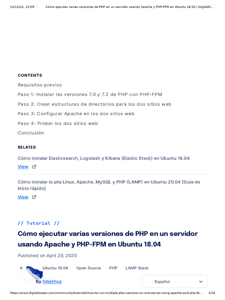 Ejecutar múltiples PHP en Apache Ubuntu 18.04 | PDF | Servidor HTTP ...