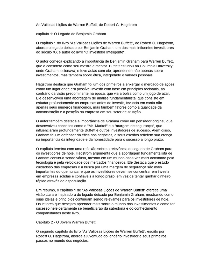 Lições de Investimento de Warren Buffett | PDF | Investimentos ...