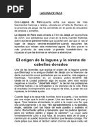 Leyenda de La Laguna de La Niña Encantada | PDF