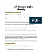 School Timetable Reading Comprehension