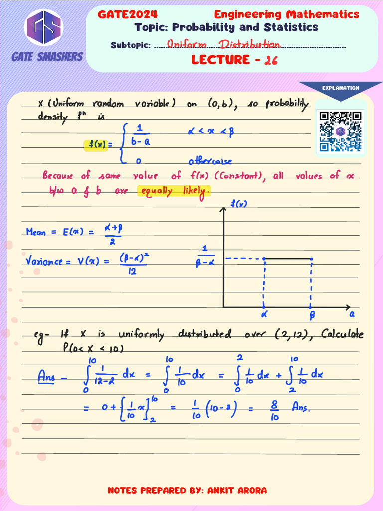 Lecture 26 Uniform Distribution - 231117 - 165746 | PDF
