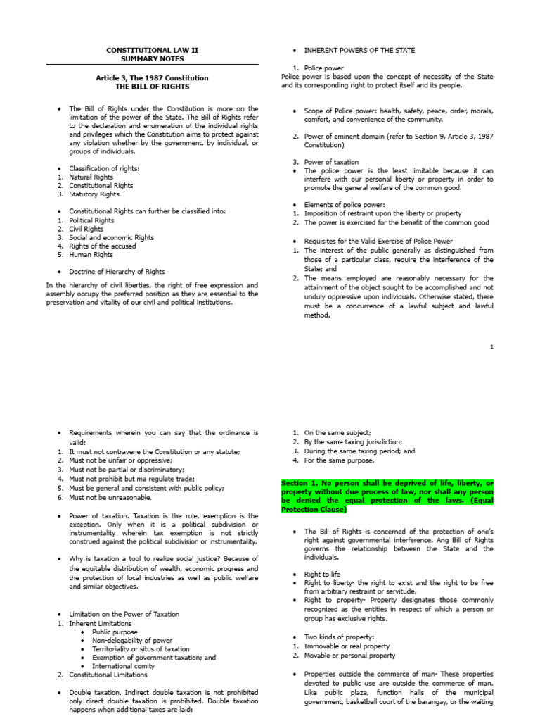 Constitutional Law II: Bill of Rights Summary | PDF | Search Warrant ...