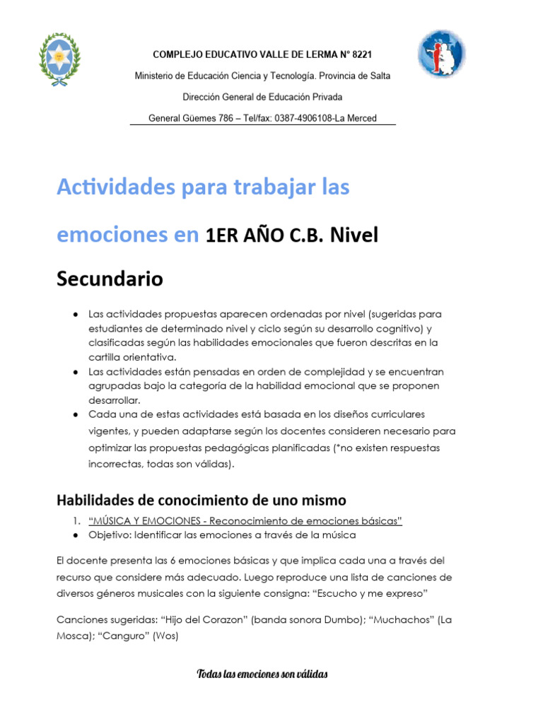 Actividades Emocionales para 1er Año | PDF | Las emociones | Ira