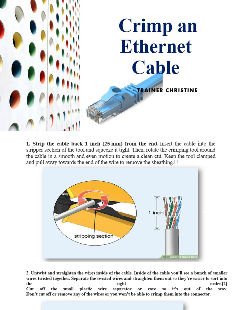 Ethernet Cable Crimping Guide | PDF | Electrical Connector | Equipment