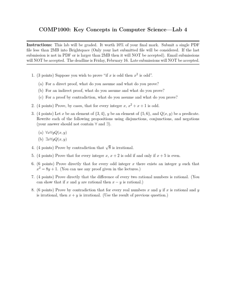 COMP 1000-Lab 4 | PDF | Teaching Methods & Materials