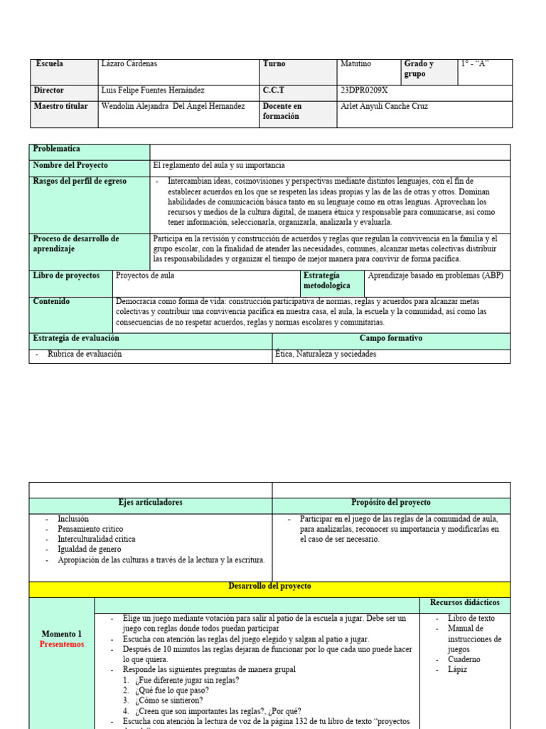 Importancia del Reglamento en el Aula | PDF | Salón de clases | Evaluación
