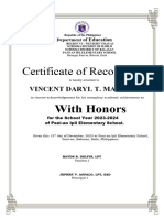 Certificate For Academic Award