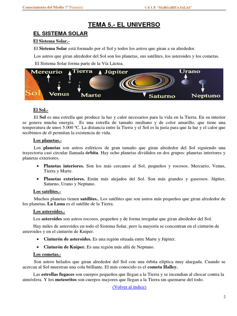 El Universo y el Sistema Solar para Niños | PDF | Sistema solar | Estrellas