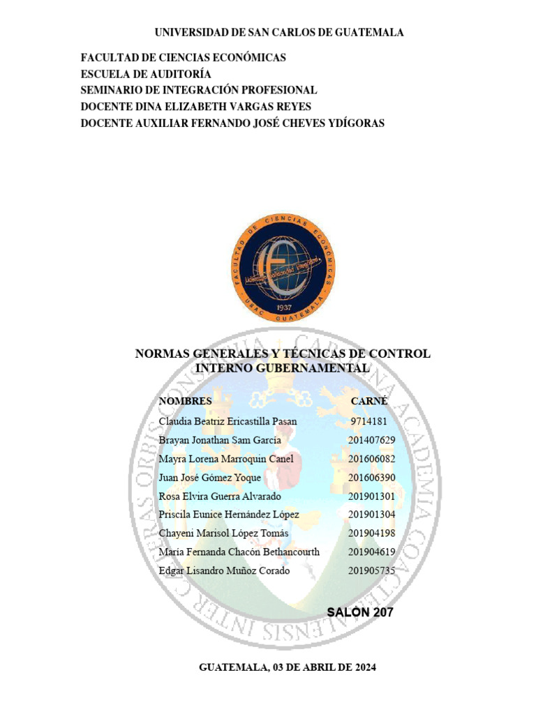 T-31 G-8 Normas Generales y Técnicas de Control Interno Gubernamental ...