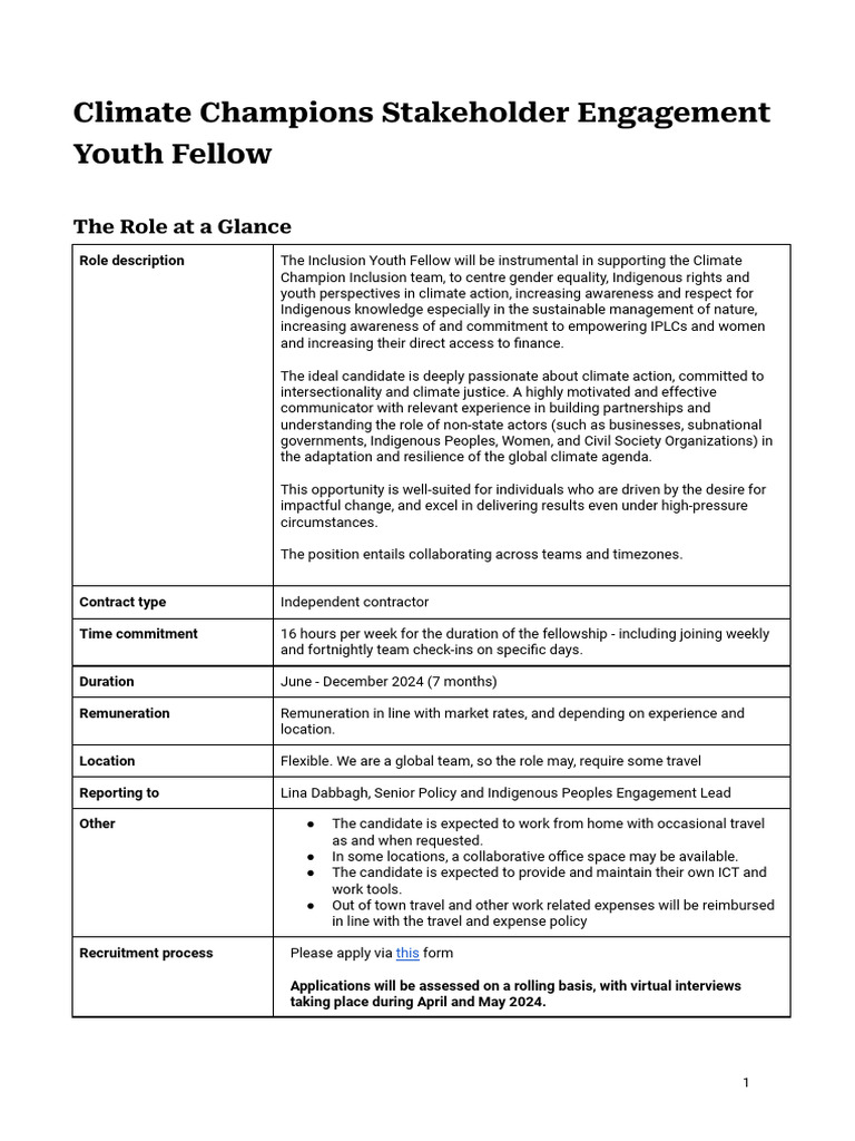Youth Fellowship for Climate Action 2024 | PDF | Psychological ...