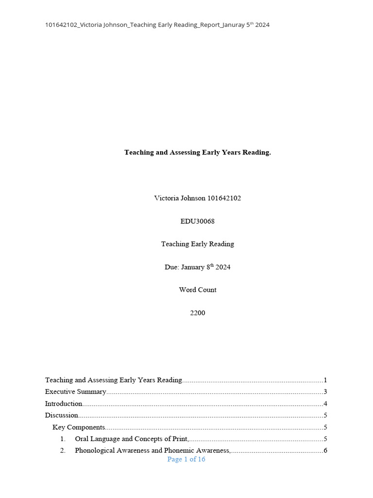 Teaching and Assessing Early Years Reading | PDF | Reading ...