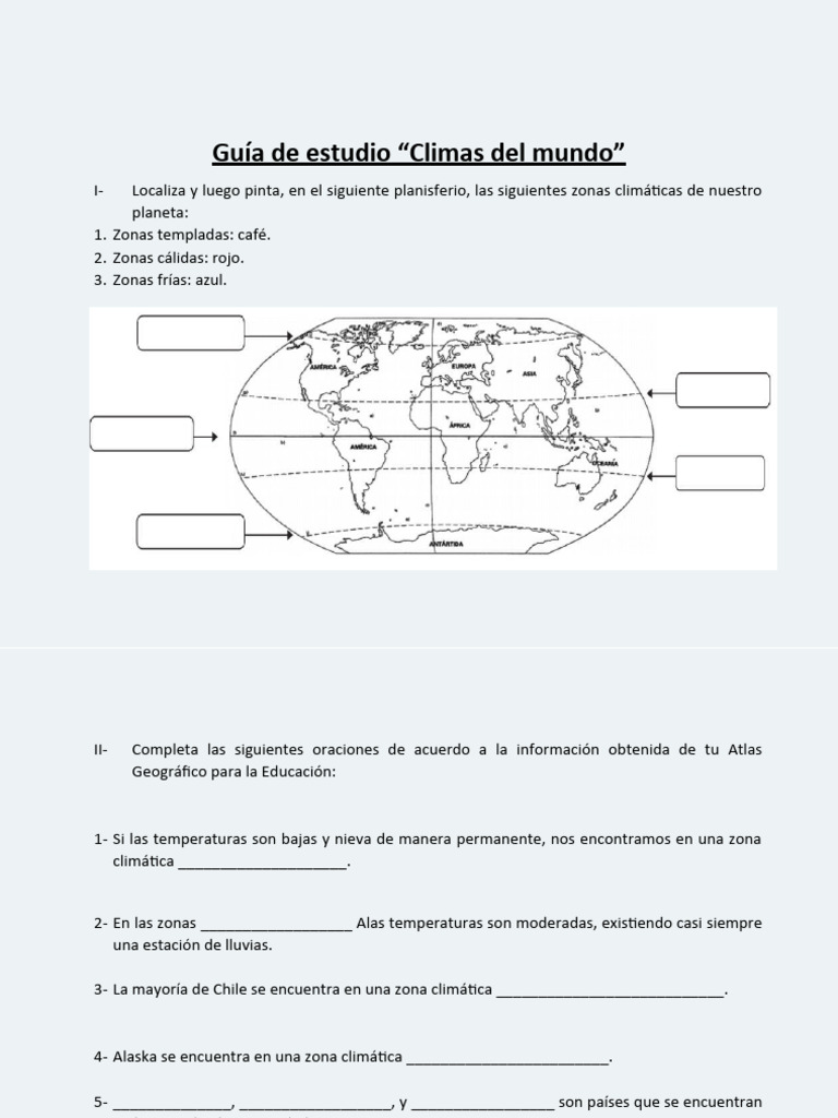 Guia de Trabajo Zonas Climaticas Del Mundo | PDF | Viajes y turismo ...