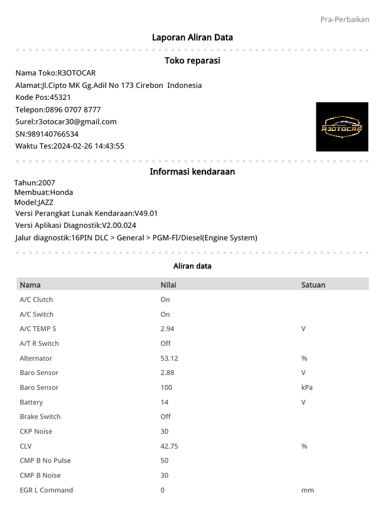Honda DTC 23-03 Diagnostic Report | PDF | Vehicle Technology | Engines
