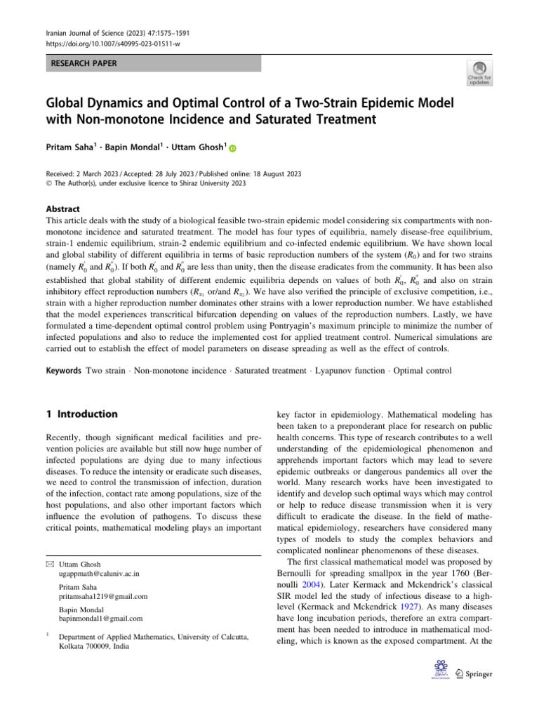 Global Dynamics and Optimal Control of A Two-Strain Epidemic Model ...