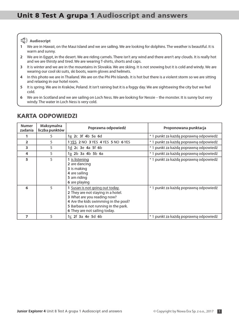 Unit 8 Test A Grupa 1 Audioscript | PDF | Earth Sciences