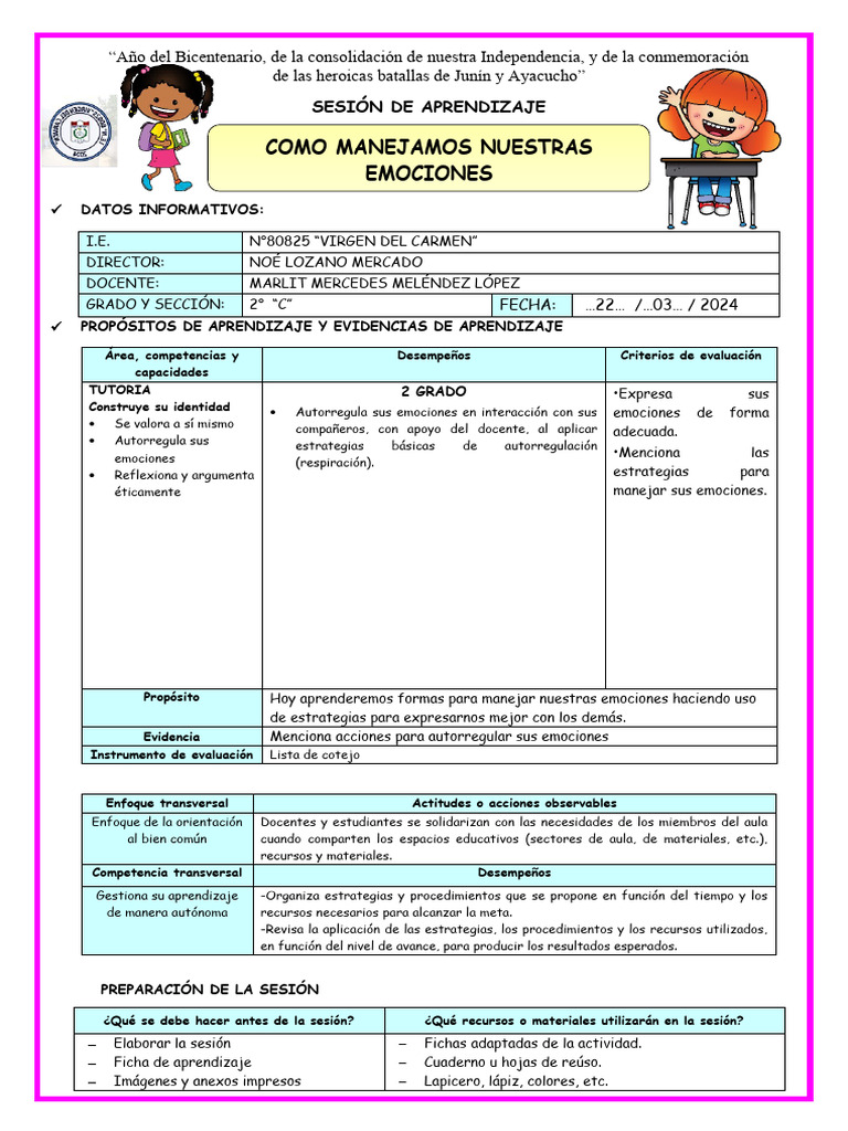 Manejo de Emociones en 2° Grado | PDF | Evaluación | Las emociones