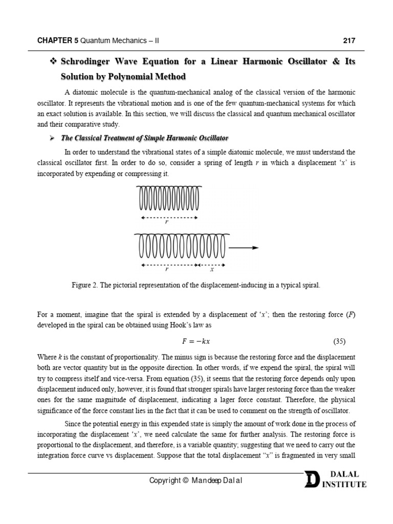 ATOPCV1 5 3 Schrodinger Wave Equation for a Linear Harmonic Oscillator