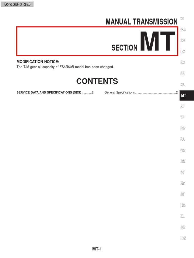 Manual Transmission: Modification Notice | PDF | Manual Transmission ...