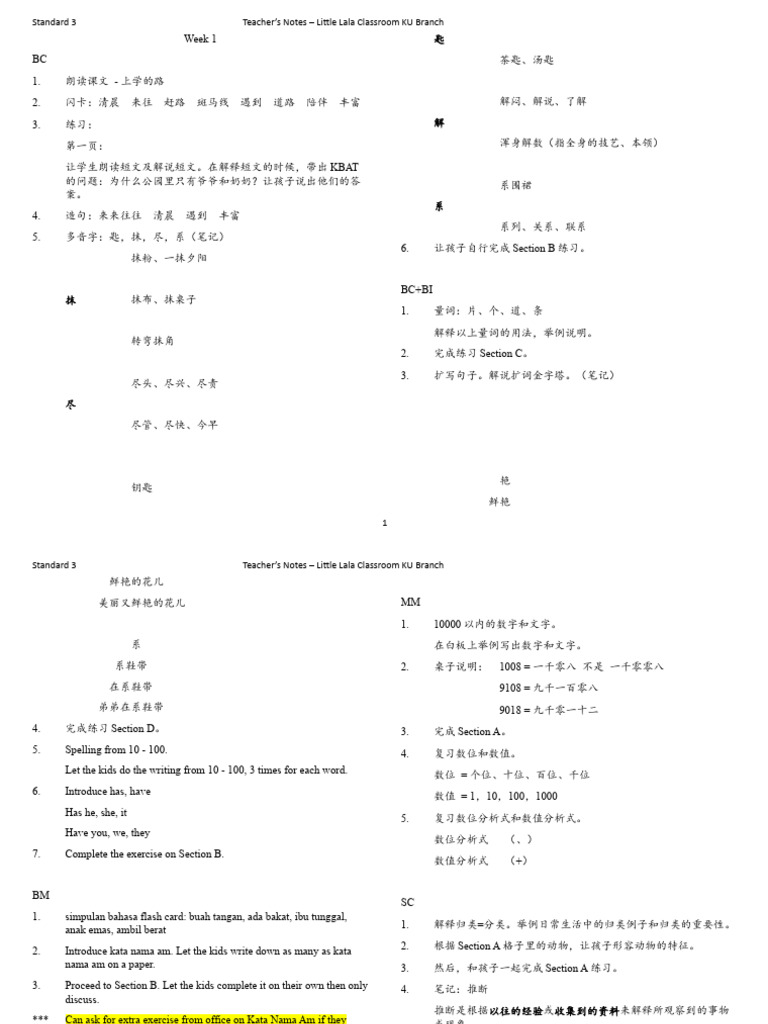 Teacher's Notes - Standard 3 | PDF