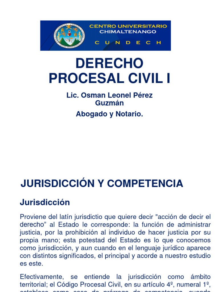 Tercera Clase de Derecho Procesal Civil I | PDF | Jurisdicción | Ley ...