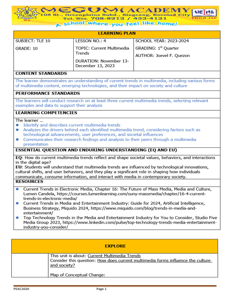04 1stQ TLE10 Lesson 4 Current Multimedia Trends | PDF | Multimedia ...