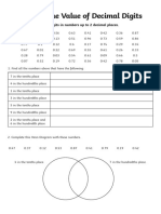 Identify The Value of Decimal Digits Activity Sheet