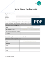 Consent Form for Travelling Outside
