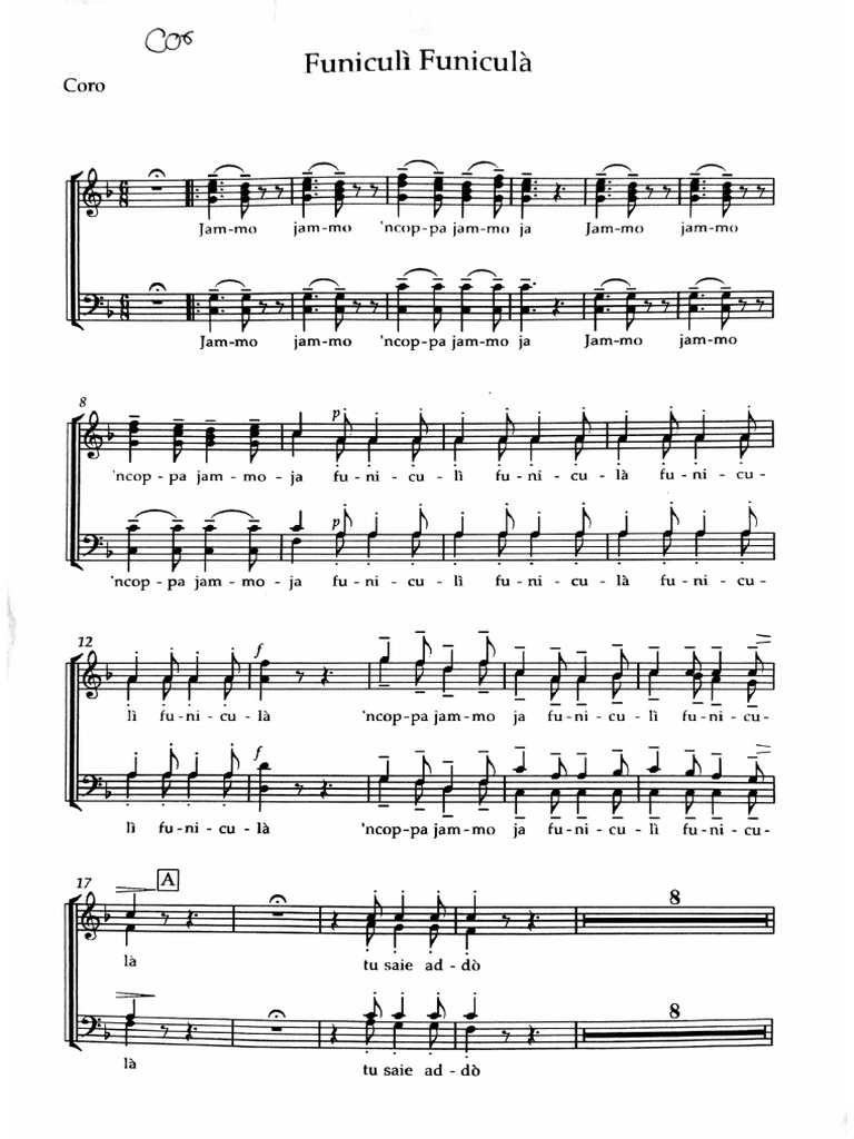 Funiculi-Funicula - SATB | PDF