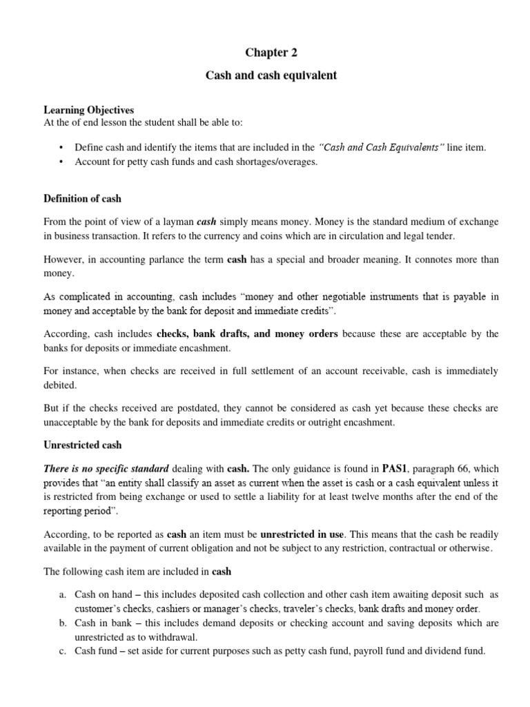 Understanding Cash and Cash Equivalents | PDF | Cheque | Debits And Credits