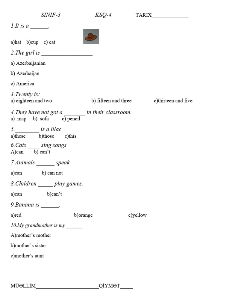 3 Cü Sinif Ingilis Dili Ksq 4 Pdf