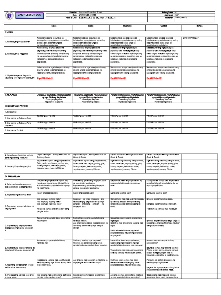 Grade 4 DLL EsP 4 Q3 Week 3 | PDF