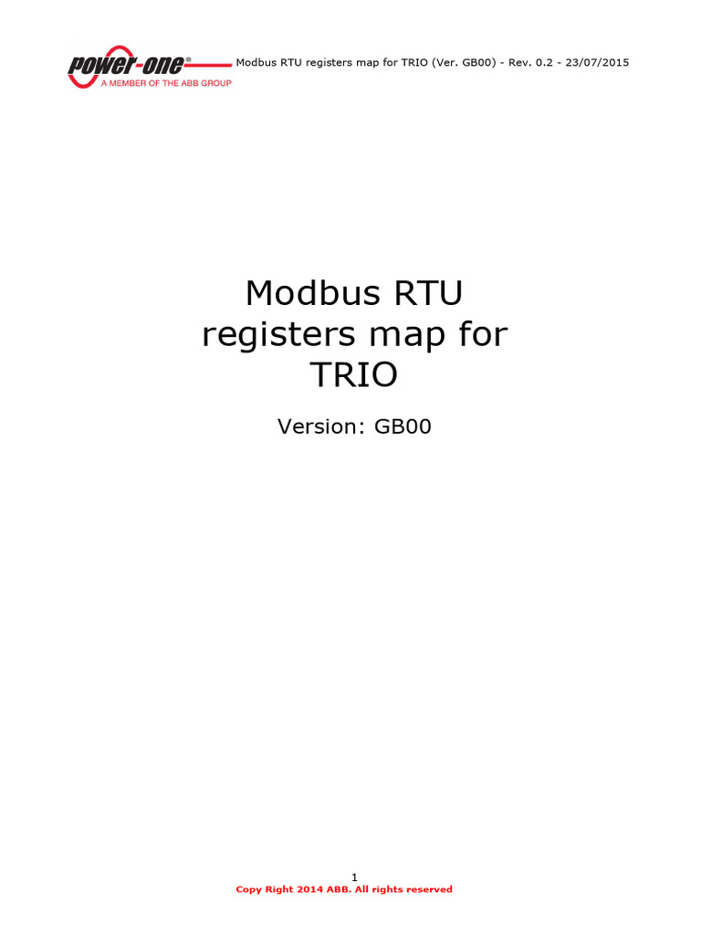 Modbus RTU Registers Map For TRIO 8.5 (5.8) TL OUTD | PDF | Integer ...