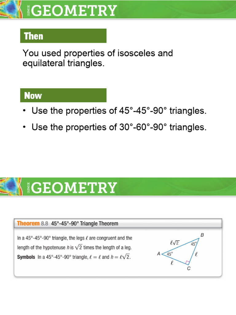 Lesson Presentation Special Right Triangles | PDF | Triangle ...