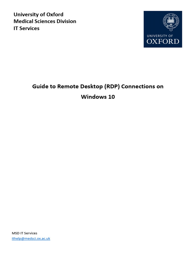 Remote Desktop Setup Guide for Windows 10 | PDF | Personal Computers ...