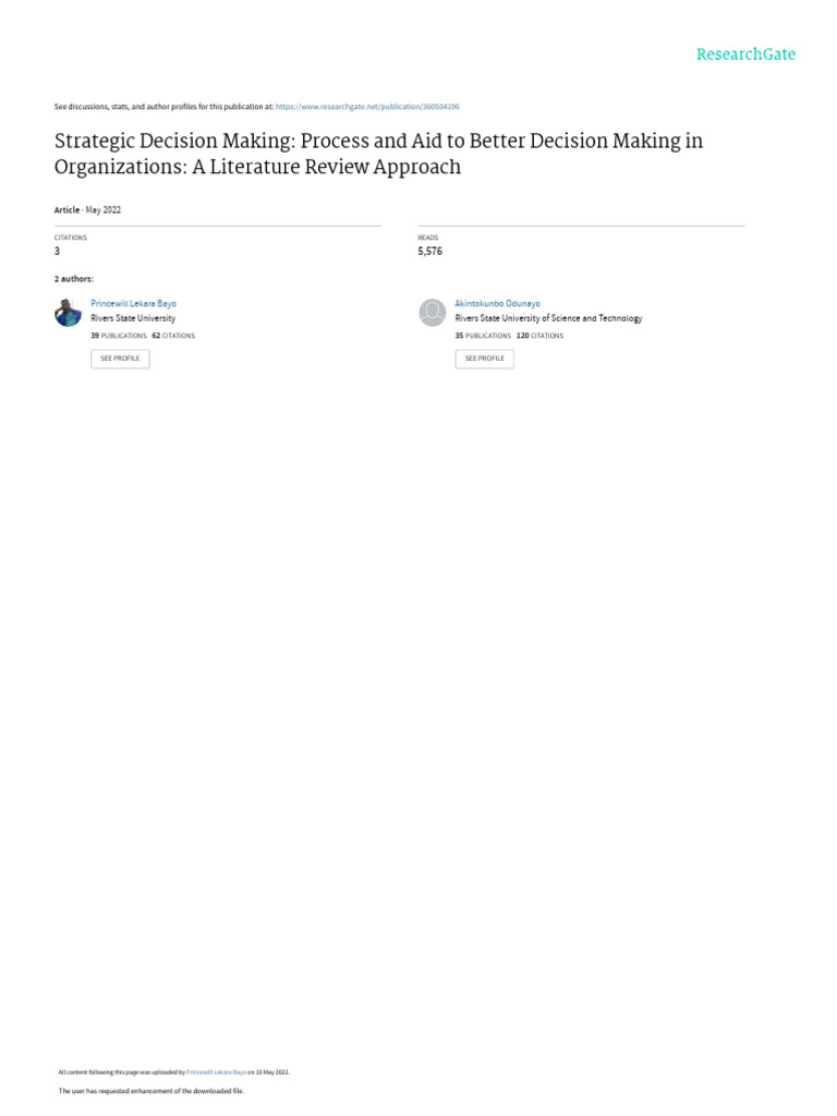 Strategic Decision Making Pdf Strategic Management Decision Making