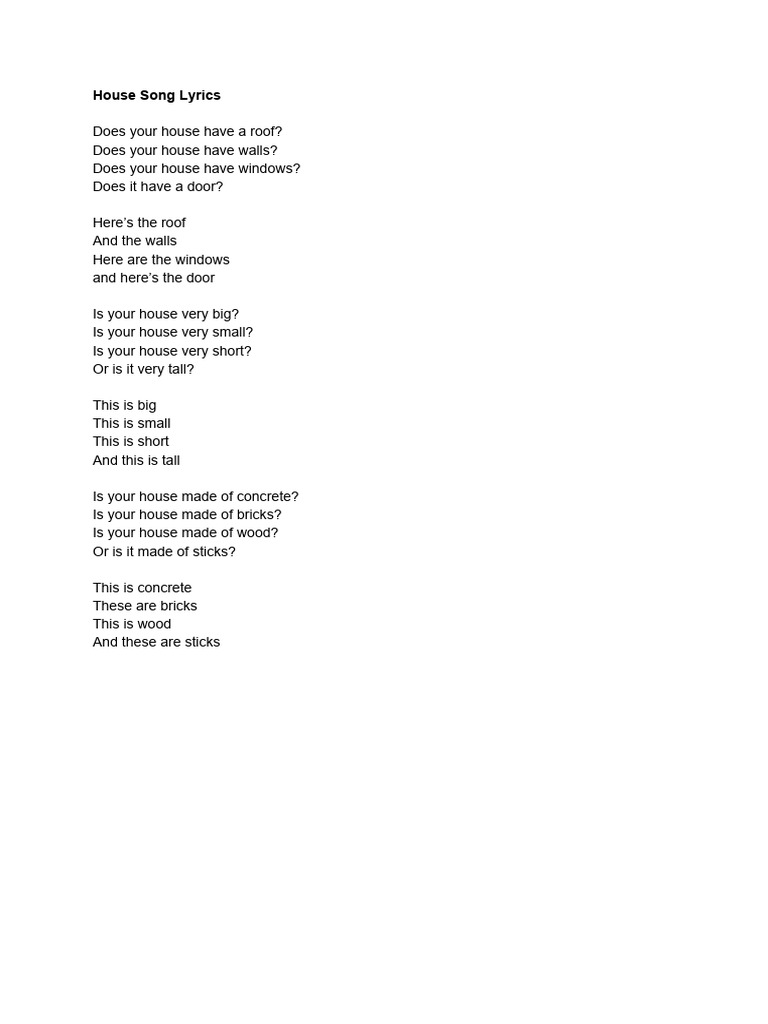 House Song Lyrics | PDF
