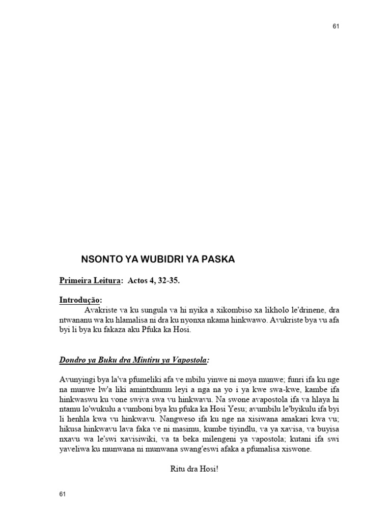 Ronga - Domingo IV Da Páscoa - 21 - Abril | PDF