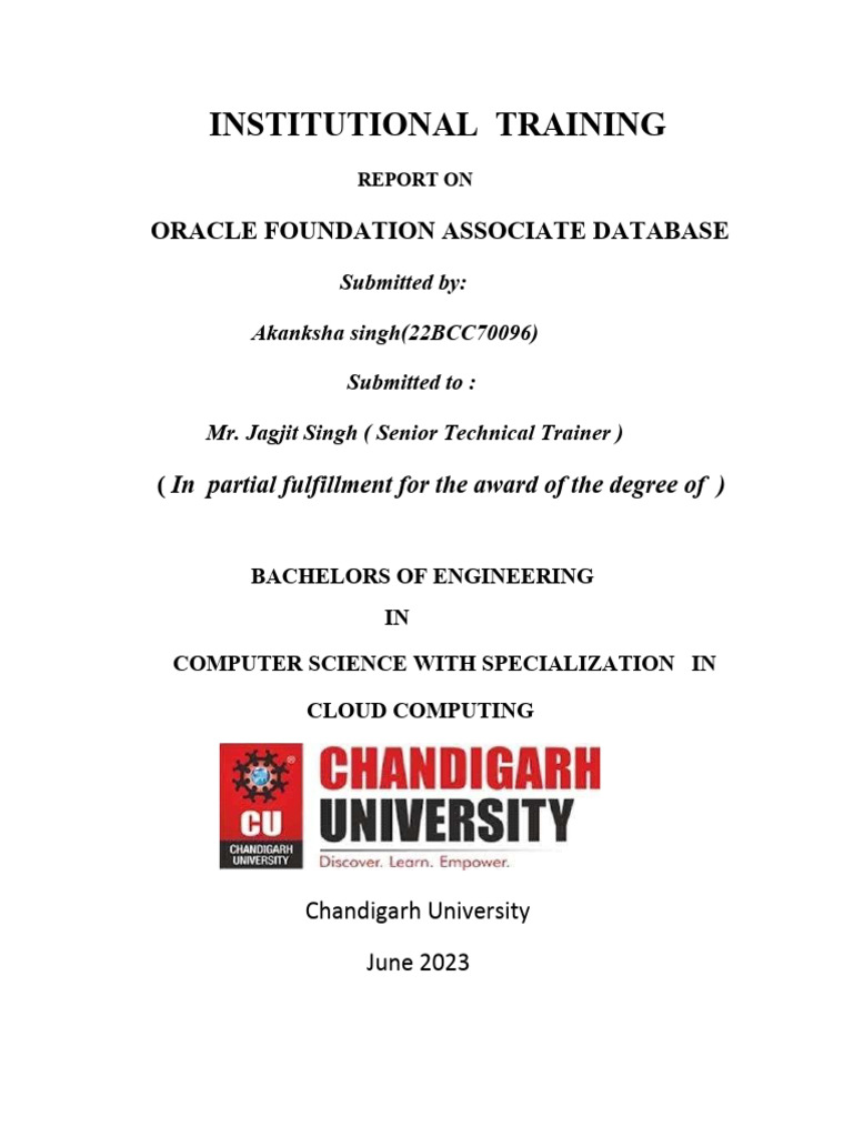 Oracle Database Training Report 2023 | PDF | Relational Database | Data ...