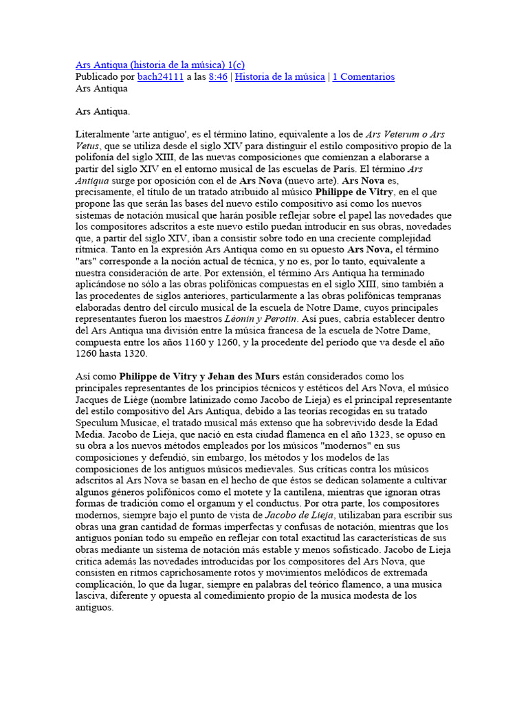 La Ars Antiqua: Una Revisión Histórica – UOOO